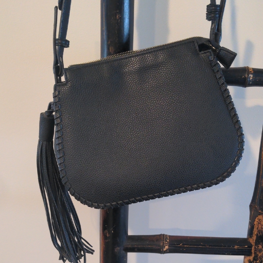 Black Faux Leather Crossbody Bag